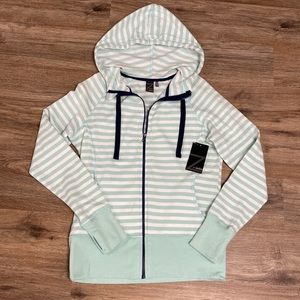 NWT Z By Zella Striped Zip Up Hoodie Jacket- Size Med